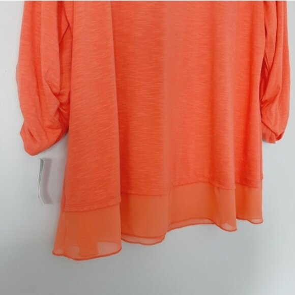 STYLE & CO. Stretchy & Soft Chifon Hem Women's Salmon Pink Top Sz 2X - Picture 15 of 15
